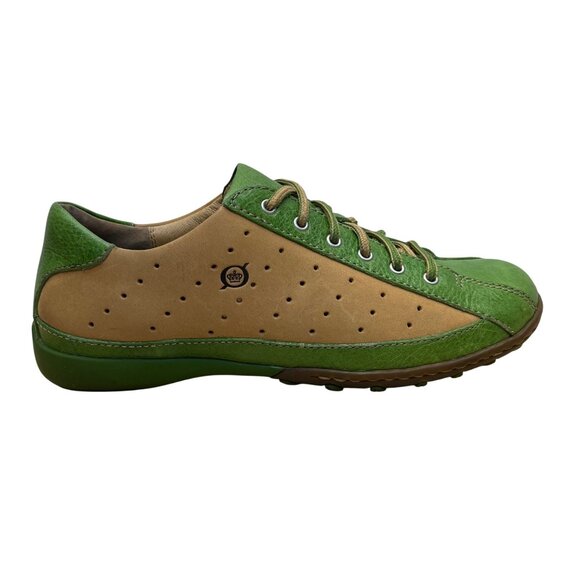 Born Women’s Green & Brown Leather Perforated Design Lace-Up Shoes Size 8.5 - Picture 1 of 7